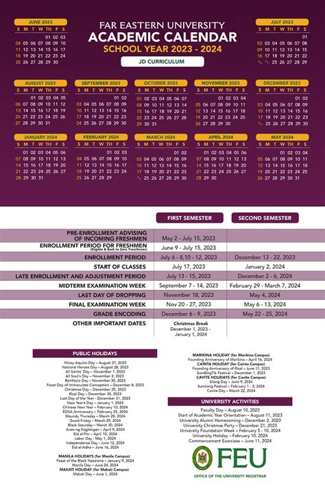 feu academic calendar